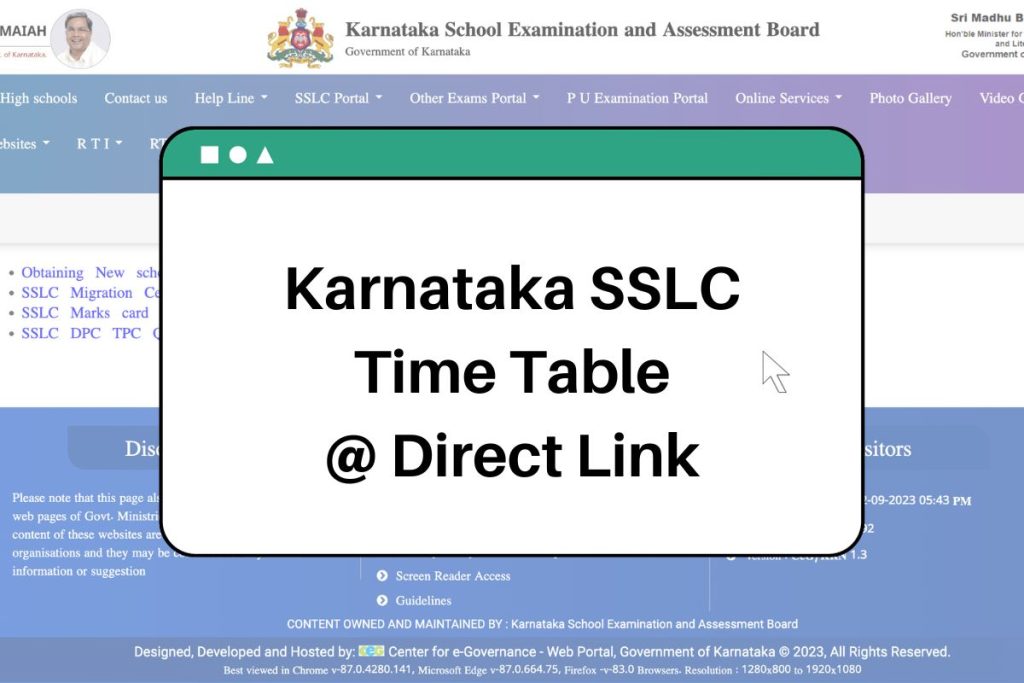 Karnataka SSLC Time Table 2024 - kseab.karnataka.gov.in Class 10th Date Sheet Link