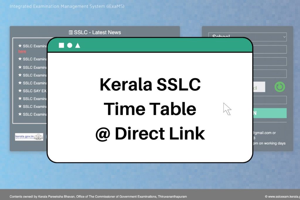 Kerala SSLC Time Table 2024 - sslcexam.kerala.gov.in 10th Class Exam Dates