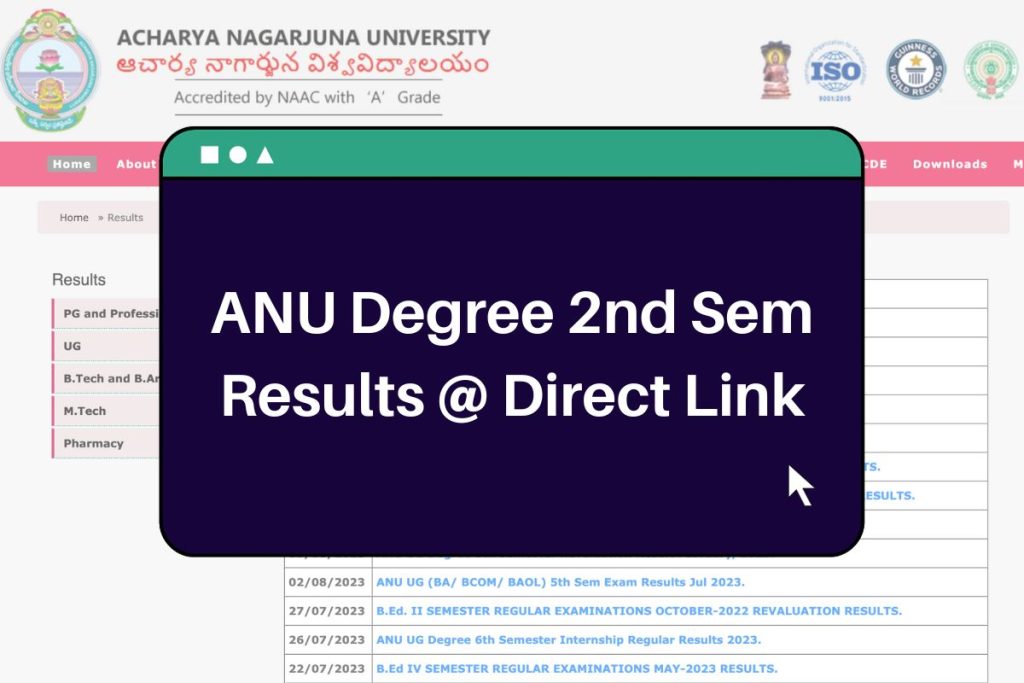 ANU 2nd Semester Result 2023 (Direct Link) Vidyavision @www.nagarjunauniversity.ac.in