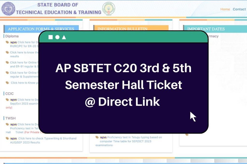 AP SBTET C20 Hall Ticket 2023 (Direct Link) 3rd & 5th Sem Admit Card @sbtet.ap.gov.in