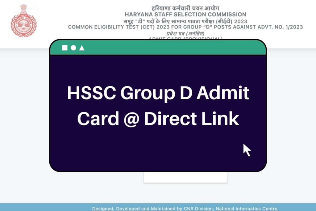 HSSC Group D Admit Card 2023 (Direct Link) Haryana CET Hall Ticket @hssc.gov.in
