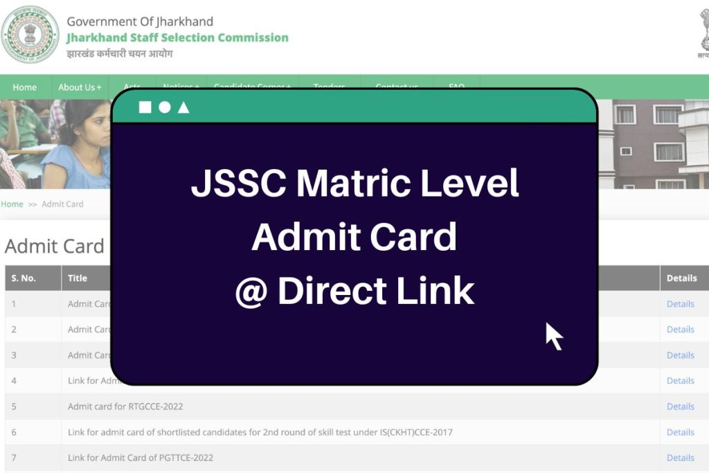 JSSC Matric Level Admit Card 2023 (Direct Link) JMLCCE Hall Ticket @jssc.nic.in